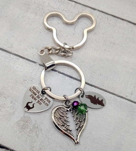 Never Let Your Wings Be Stolen From You Maleficent, Evil Queen Sleeping  Beauty Aurora Mistress of Evil Disney Inspired Key Chain FOB keyring