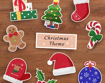 Christmas Digital Stickers | Holiday PNG for Cards & Planner | Printable Christmas Clipart
