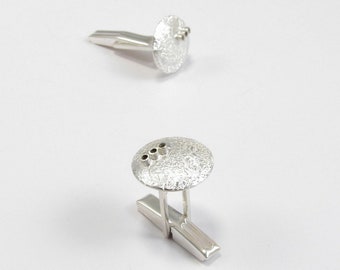 Sterling Silver Cuff Links - Textured  Circle - Wedding Jewelry