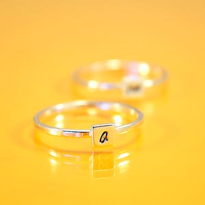 Three Initial Rings, Square Set Personalized Rings, Initial Jewelry ...