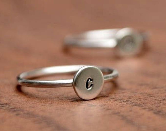 Tiny Personalized Initial Ring in Sterling Silver, Choose a Letter ...