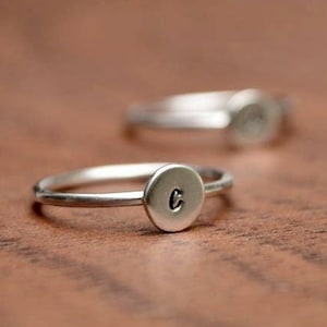 TWO Initial Rings Sterling Silver Personalized Rings Gift for Her Solid Custom Sterling Silver Initial Rings Bridesmaid Rings image 3