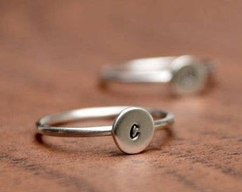 Initial Ring, Sterling Silver, Minimal Jewelry, Personalized, custom Stack Ring,  Gift for Her