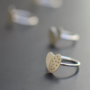 Sterling Silver Ring, Polka Dot, Heart, Modern, Contemporary