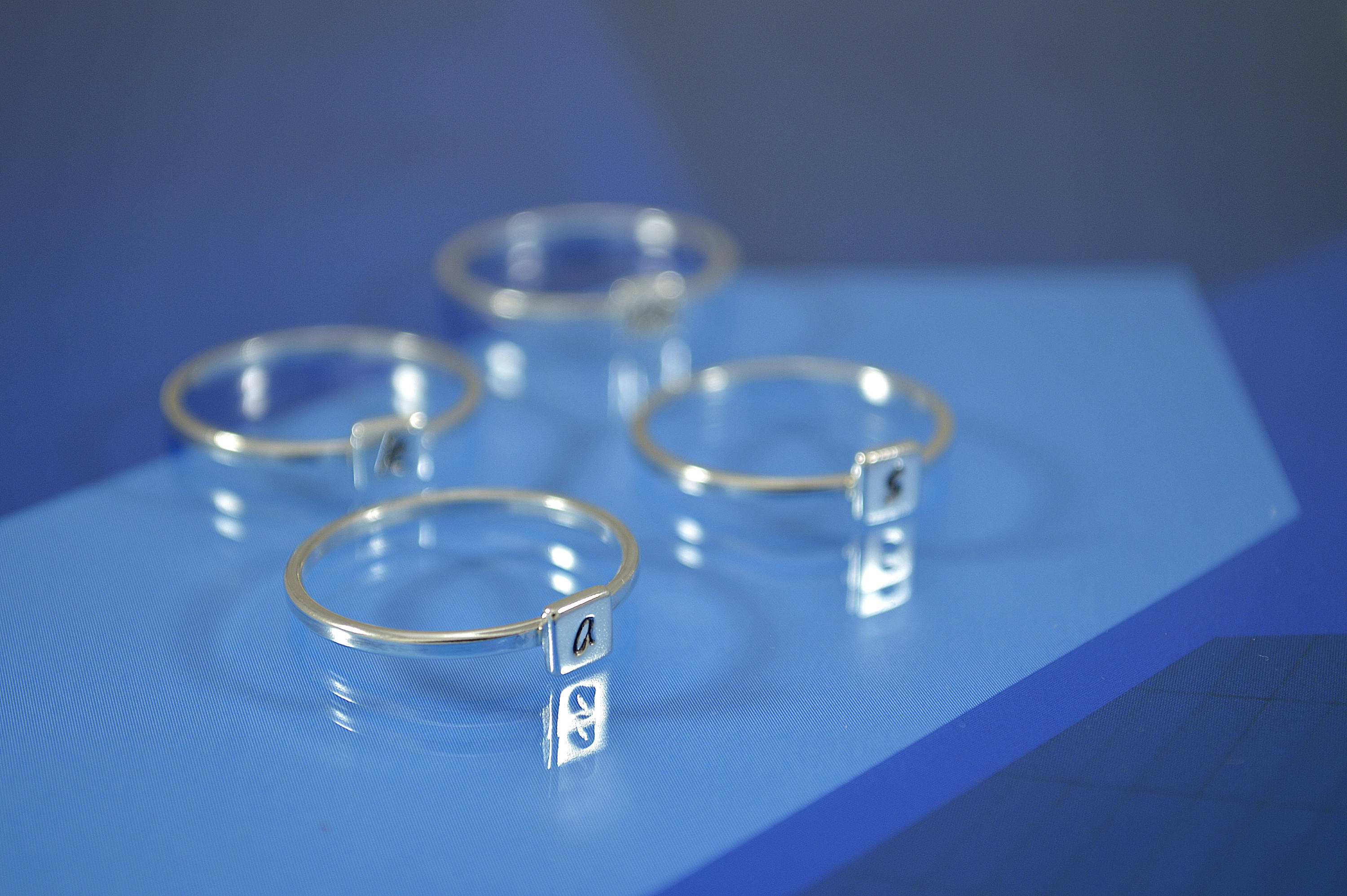 Three Initial Rings Square Set Personalized Rings Initial - Etsy