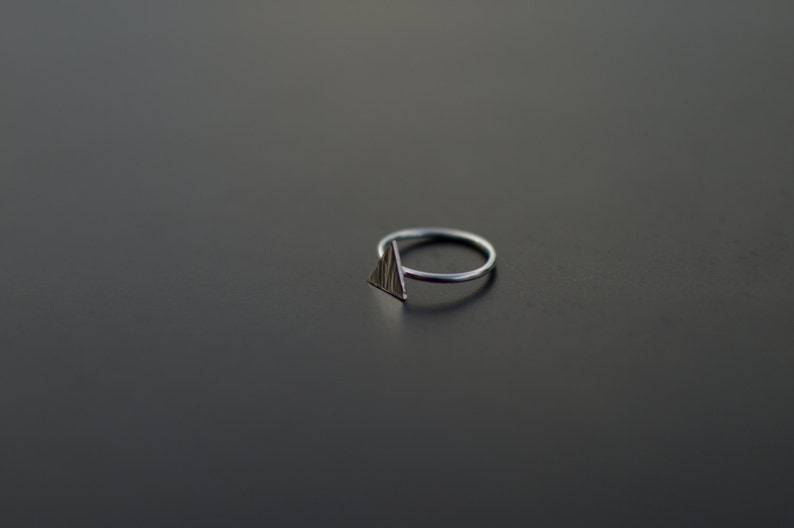 Sterling Silver Ring, Triangle Ring, Textured, Mountain Ring, Modern, Contemporary, Minimal image 2