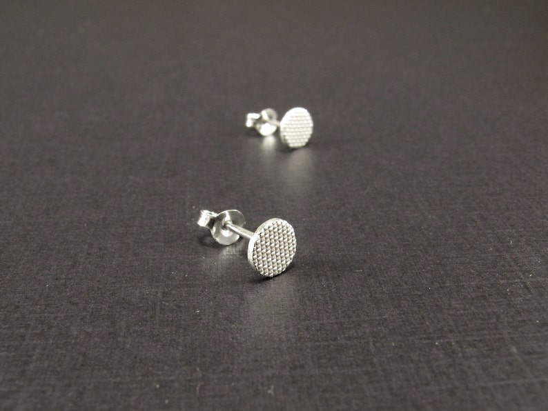 Sterling Silver Earrings Textured Ear Studs image 2