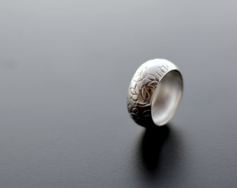 Leaf Wedding Band, Sterling Silver Ring,Textured, Leaves, Leaf, Modern, Contemporary