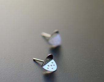 Sterling Silver Earrings, Silver Ladybug, Modern, Contemporary, Ear Studs