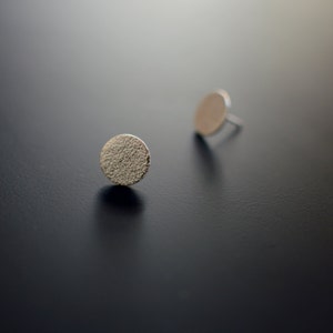 Sterling Silver Earrings, Circle Studs, Medium Orange Skin, Textured, Ear Studs, Circle, Modern, Contemporary, Minimal, Post Earrings