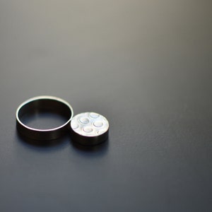 Sterling Silver Ring, Polka Dot, Textured, Circle, Modern, Contemporary, Modernist, Brutalist