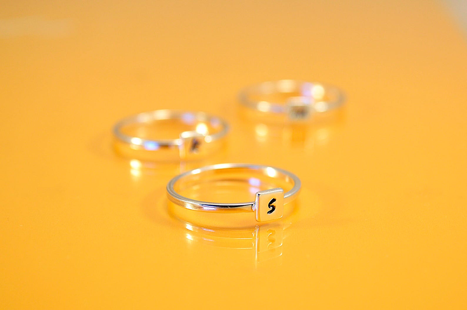 Three Initial Rings Square Set Personalized Rings Initial - Etsy