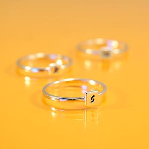 Three Initial Rings, Square Set Personalized Rings, Initial Jewelry ...