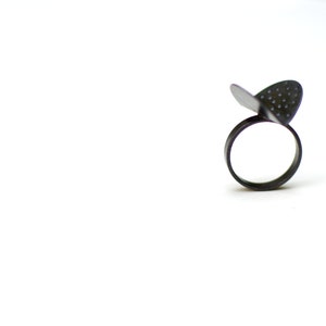 Sterling Silver Ring, Black, Wings, Oxidized Sterling Silver, Modern, Contemporary