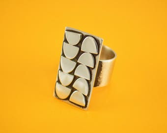 Statement Ring, Sterling Silver Ring,  Modernist, Mid Century, Brutalist, Contemporary, Statement