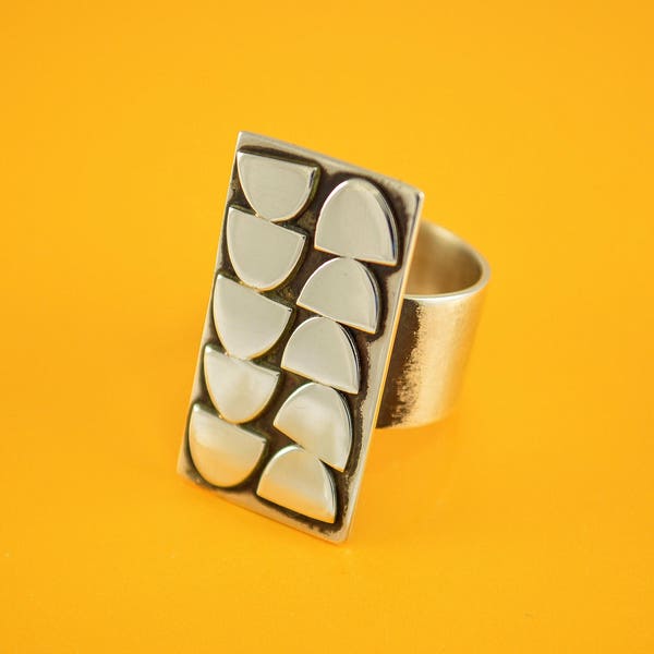 Statement Ring, Sterling Silver Ring,  Modernist, Mid Century, Brutalist, Contemporary, Statement