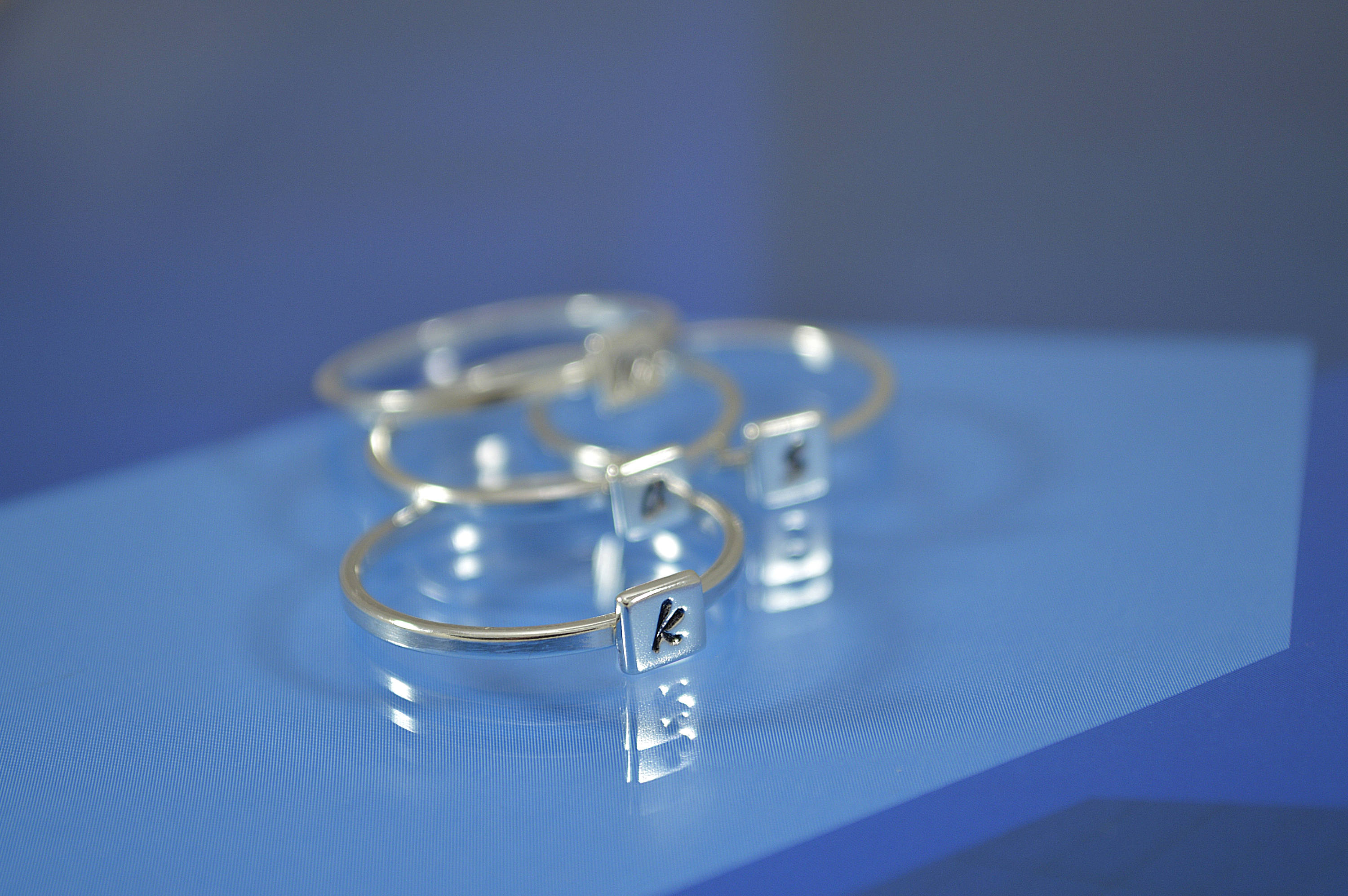 Three Initial Rings Square Set Personalized Rings Initial - Etsy