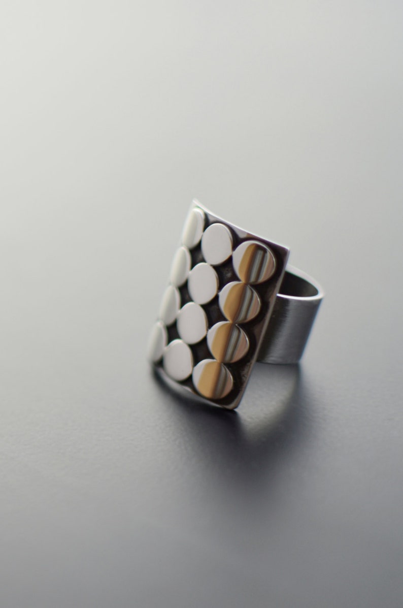 Sterling Silver Ring Modernist Statement Mid Century Etsy
