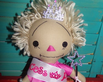 Princess Raggedy Ann Annie Doll with Tiara Scepter Sash 10 inch ragdoll OOAK