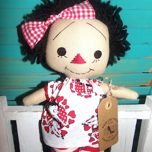 Betty Boop Fan Girl Raggedy Doll-10&quot; Handmade Raggedy Ann Annie-OOAK