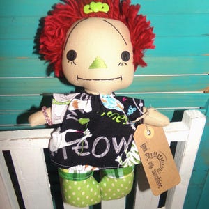 Kitty Cat Lover Girl-Handmade-OOAK-Ragdoll-Raggedy Ann Annie