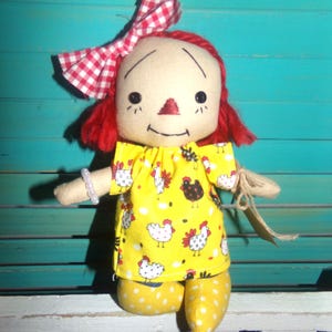 Tiny Farm Girl Raggedy Ann Annie-Handmade Ragdoll-OOAK