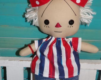 Primitive Ragdoll Americana Patriotic Raggedy Ann Annie Doll
