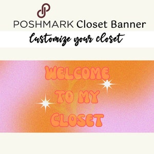 Banner de armário Poshmark Groovy, cabeçalho de armário, cartão de agradecimento, adesivo, ferramentas de vendedor Poshmark