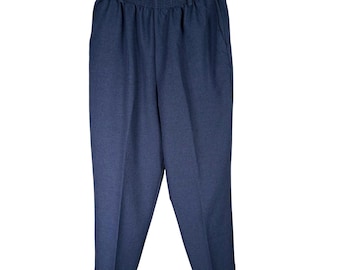 Pantaloni Alfred Dunner 14 blu indaco con elastico in vita e gamba affusolata, vintage USA
