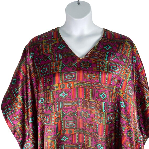 sante classics dress Sante Classics Caftan Dress Womens One Size Geometric Satin V-neck