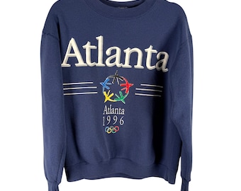 Sudadera vintage Delta de los Juegos Olímpicos de Atlanta 1996 para hombre, talla M, color azul, fabricada en EE. UU., años 90.
