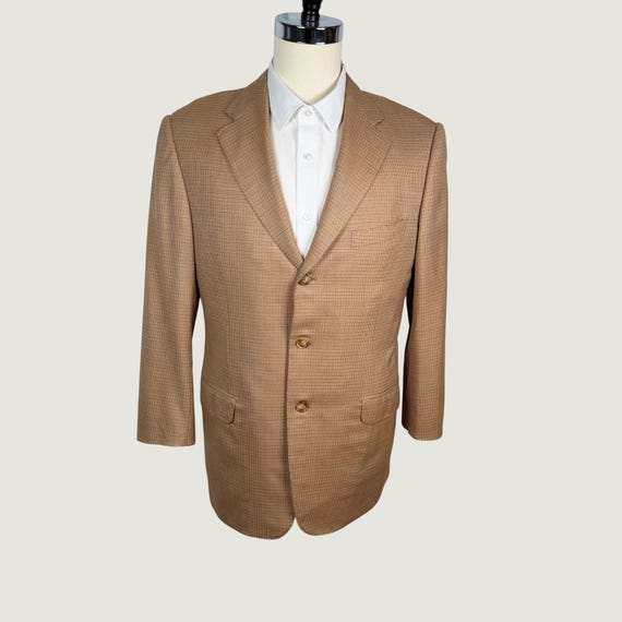 Ermenegildo Zegna, Ermenegildo Zegna Trofeo Saks Fifth Avenue Wool Blazer Tan Houndstooth 42R