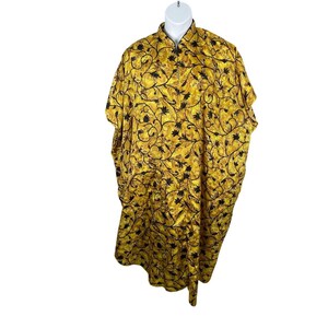 Vintage Simply Basic Kaftan One Size Golden Yellow Black Asian Style Zip Front