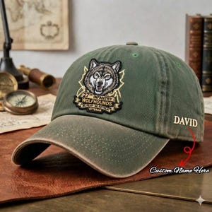 27th Infantry Wolfhounds Veteran Hat Military Green Baseball Cap Embroidered Wolf Patch Army Gift for Veteran Outdoor Tactical Cap