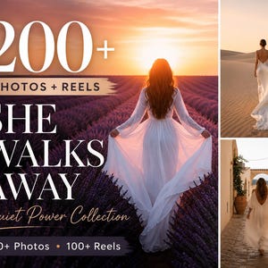 She Walks Away Bundle | 100+ Luxury Feminine Photos & 100 Reels | Quiet Power Collection | Faceless Woman Content | Feminine Energy Aestheti