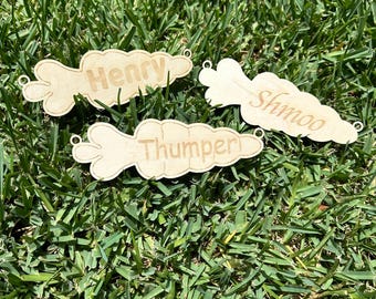 Etiqueta personalizada con forma de zanahoria / Conejo / Cobaya con clips para colgar en la jaula