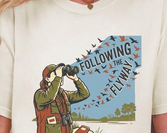Bird Watching Shirt, Vintage Birder Tee, Following The Flyway Graphic, Ornithology Gift