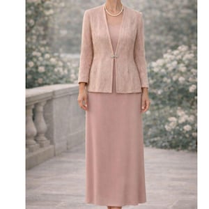 knee length dresses for ladies Brianna Milay Embroidered Sequin 2-Pc Jacket Dress – New Yorker's Apparel main image 0
