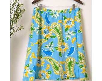 Lilly Pulitzer zijden paisley-rok vintage grillige cottagecore bloemen zomerresort slijtage maat 8