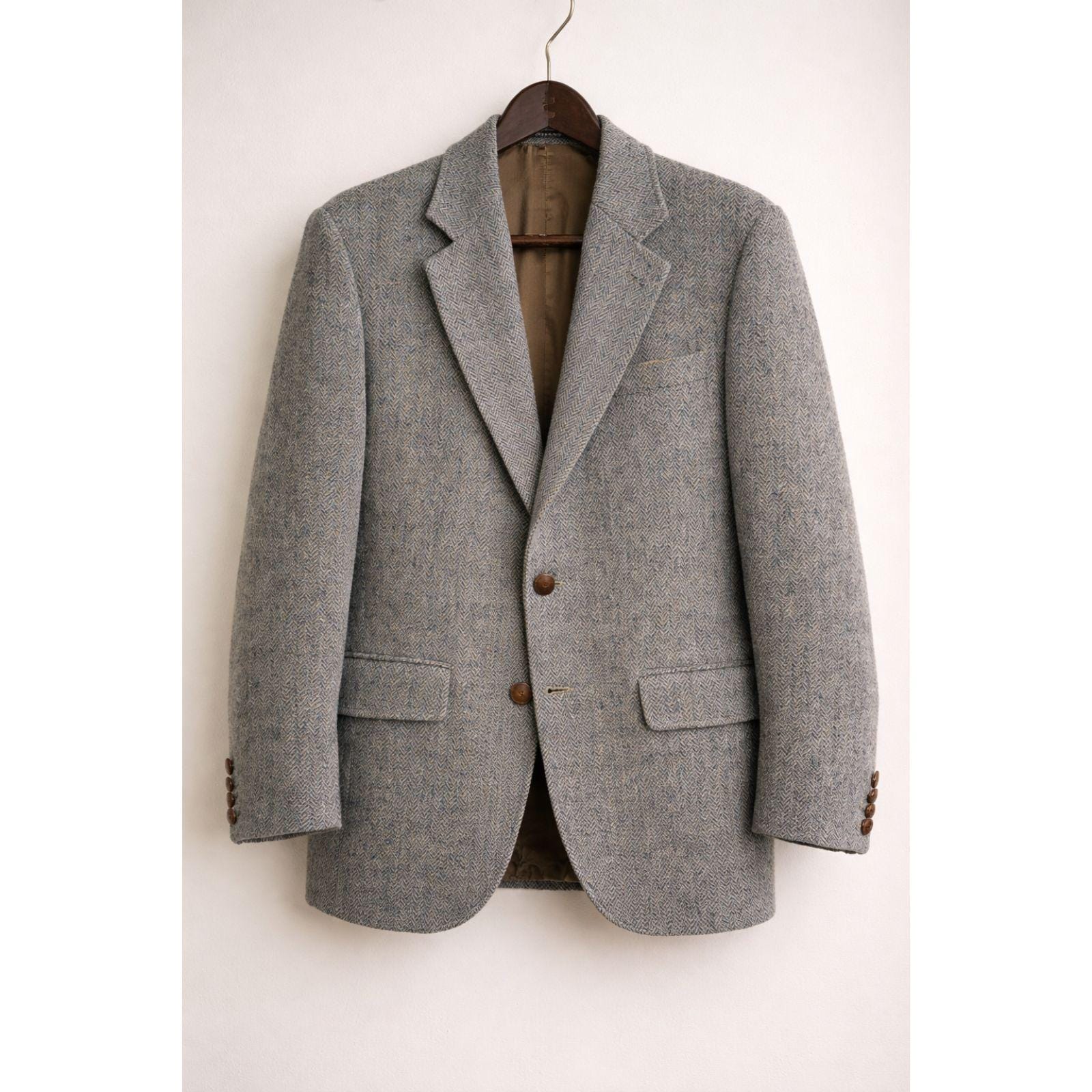 Blazer vintage en tweed Harris | Veste marron en laine à chevrons