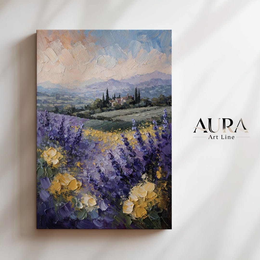 Lavender Field Wall Art, Provence Landscape Print, Floral Countryside ...