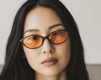 Oval Sunglasses for Men Women Vintage Retro Brown Fashion Shades