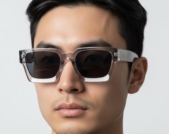 Gafas de sol cuadradas retro, unisex, con protección UV400, estilo urbano moderno.