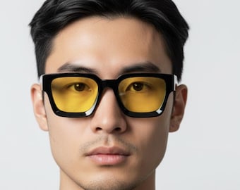 Gafas de sol cuadradas retro, unisex, con protección UV400, estilo urbano moderno.