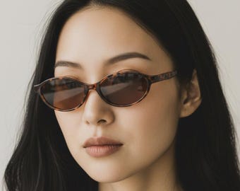 Oval Sunglasses for Men Women Vintage Retro Brown Fashion Shades