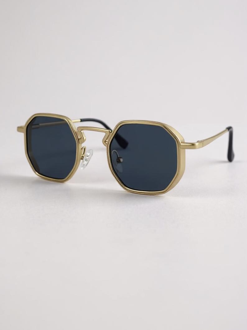 Hug Octagonal Spectacles Geometric Octagon Sunglasses, Retro Unisex Shades, UV400 Protection ...