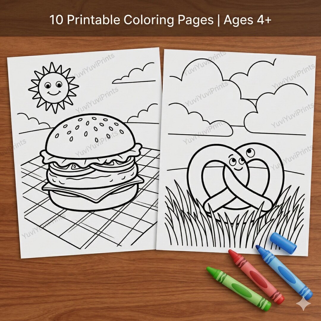 Fast Food Coloring Pages for Kids | 10 Printable Sheets (PDF) - Etsy