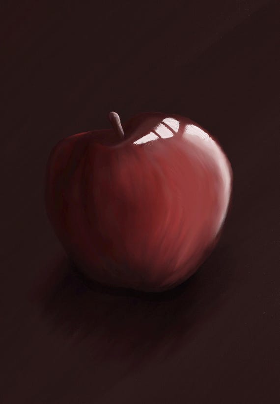 Twigliht Apple Red Digital Oil Paint Art