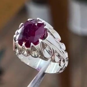 Natürlicher afrikanischer Rubin Silberring, Taubenblut Rubin 925 Sterling Silber Ring 100% handgefertigt (MK Collection)
