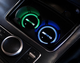 Aangepaste led-auto bekerhouder onderzetter – rgb omgevingslicht, verlichte bekeronderzetters, Audi BMW Mercedes, USB oplaadbaar auto-interieur decor 2 stuks